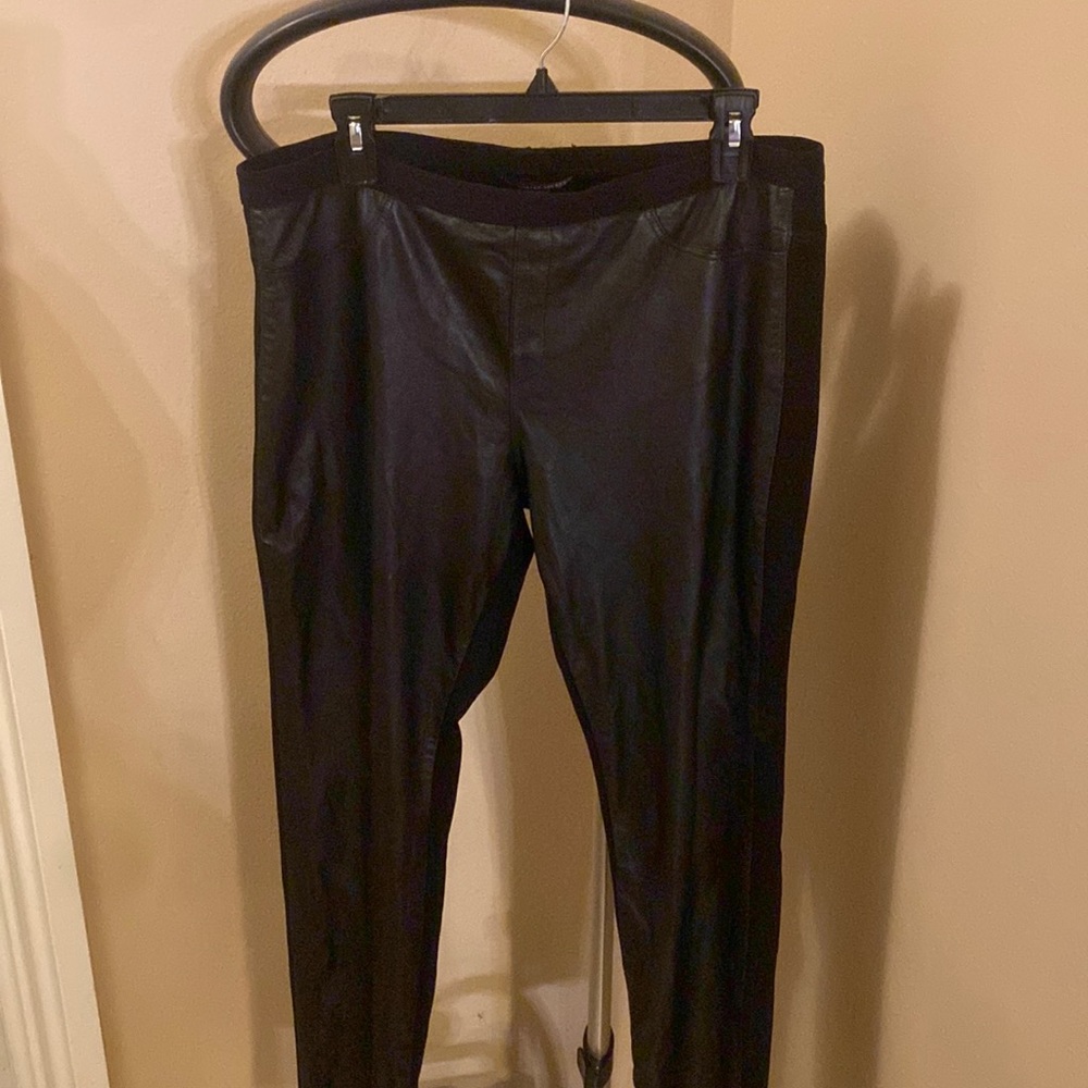 Black leather front legging
